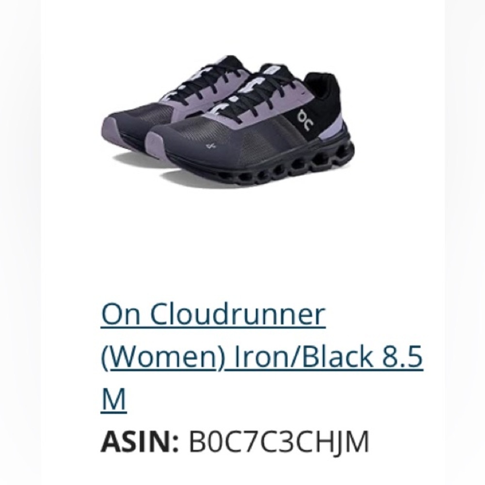 On Running Women's Cloudrunner Black Purple and Gray Shoes/Sneakers sz 8.5 EUC